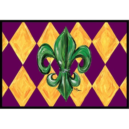 Jensendistributionservices 18 x 27 In. Mardi Gras Fleur de lis Purple Green and Gold Indoor or Outdoor Mat MI2554155